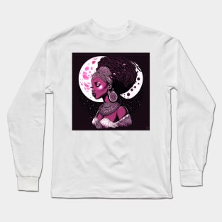 [AI Art] Lunar Lady, Line Art Style Long Sleeve T-Shirt